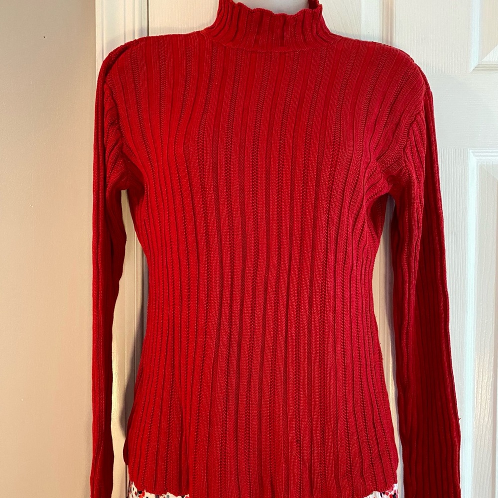 August Silk Red Silk Sweater ~ Large